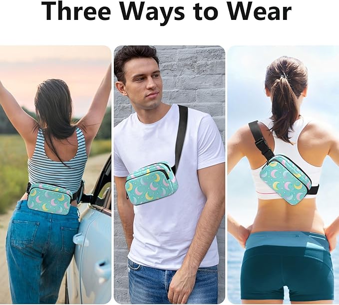 Gradient Moons Star Fanny Pack for Women Men Water Resistant Fashion Waist Packs with Adjustable Strap Belt Bag for Travel Workout Jogging Hiking 21219047