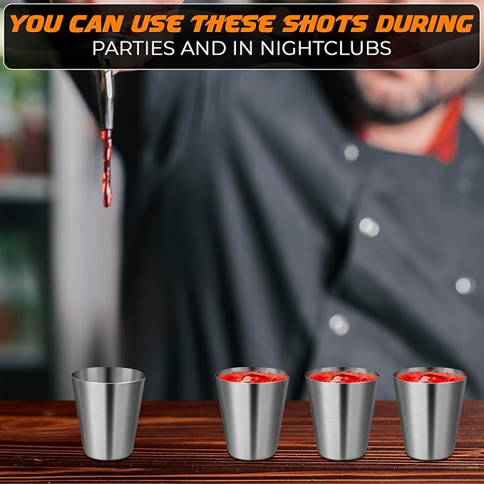 15 Pcs Stainless Steel Shot Glasses - 30ml (1oz) Tiny Metal Shot Glasses, Lightweight and Easy to Store & Clean, Durable Metal Shots for Parties, Hiking, Travels, Compact for Picnics & Espresso Breaks