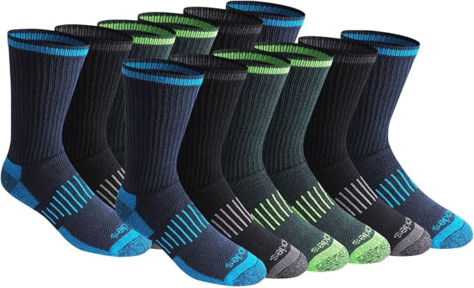 Dickies Men's Dri-Tech Original Moisture Control Crew Socks, Available in M-XXL (6, 12, 18 Pairs)