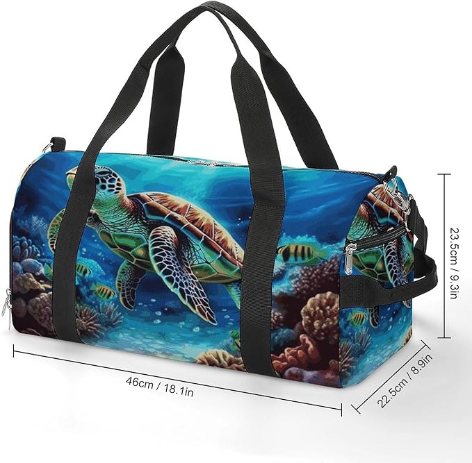Sea Turtles Diamond Painting Gym Bag Lightweight ，Travel Duffle Bag with Shoe Compartment，Gym Bag for Women for Overnight, Weekend, Yoga, Gym, Business Trips, Sport And Hospital.