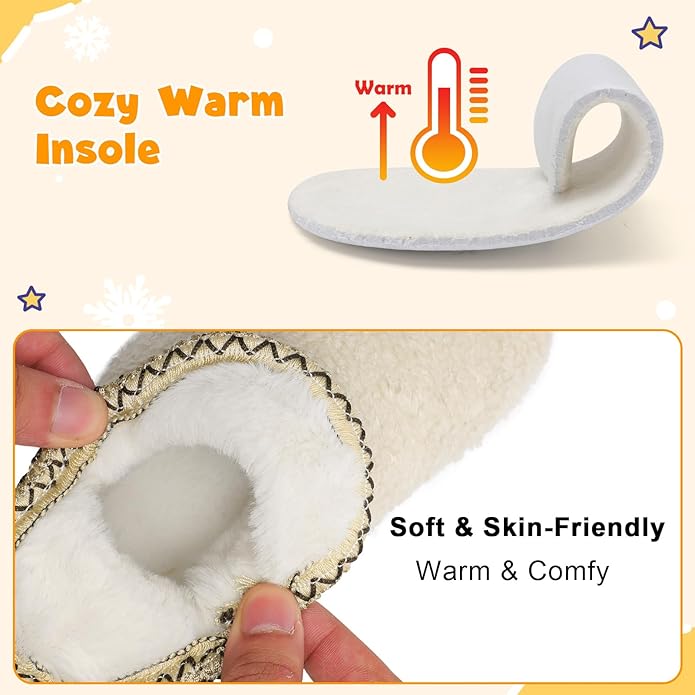 LeIsfIt Toddler Slippers Boys Girls Cozy Warm House Shoes Kids Non-slip Winter Slipper Booties Slip on Plush Lining Sock Slippers
