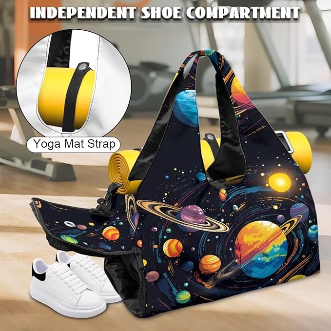 Mens Travel Bag with Shoe Compartment, Mens Gym Bag with Wet Dry Pocket, Double Zipper, Lightweight Sports Bag for Office Weekend Travel Shopping