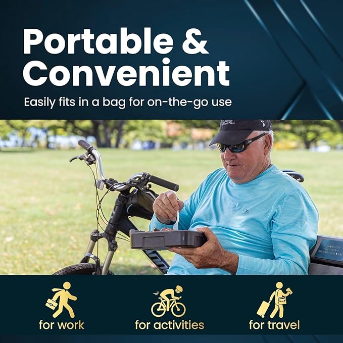 Hot Bento Plus: Electric, Self Heating, rechargeable Lunch Box-10 minute heating and removable battery. Child Safe, Scientific Portion Control, School, Construction, Office, Recreation, Travel (Sky)