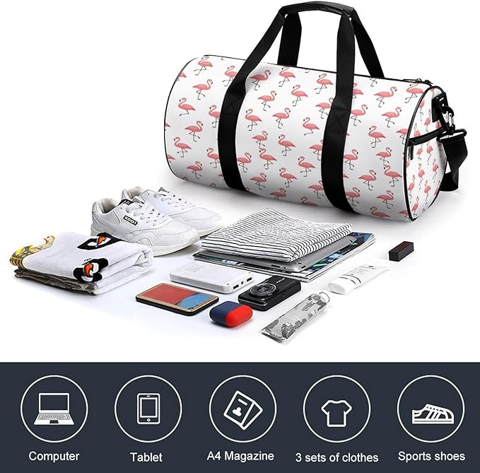 Gym Sports Travel Workout Bag Pink Flamingo White Dance Yoga Gymnastics Bag Basketball Football Weekender Bags for Men Women