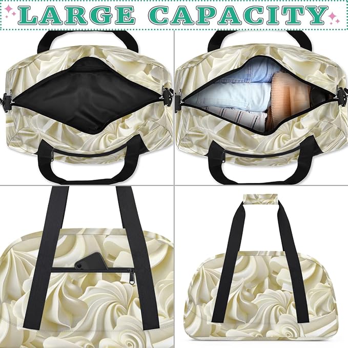 Rich Cream Kids-Duffel-Bags Gymnastics Dance Bag Carry-On Overnight Travel Gym Lightweight Dance Sports Bags For Girls Boys Kids，