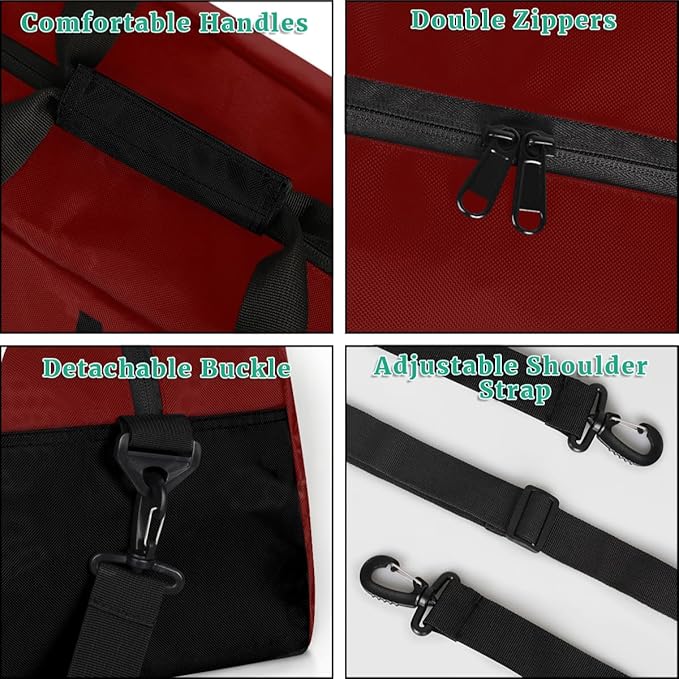 Personalize-Kids-Sports-Duffel-Bags With Custom Name Text Carry-On Overnight Travel Gym Lightweight Dance Pattern Sports Bags For Girls Boys Kids,Red