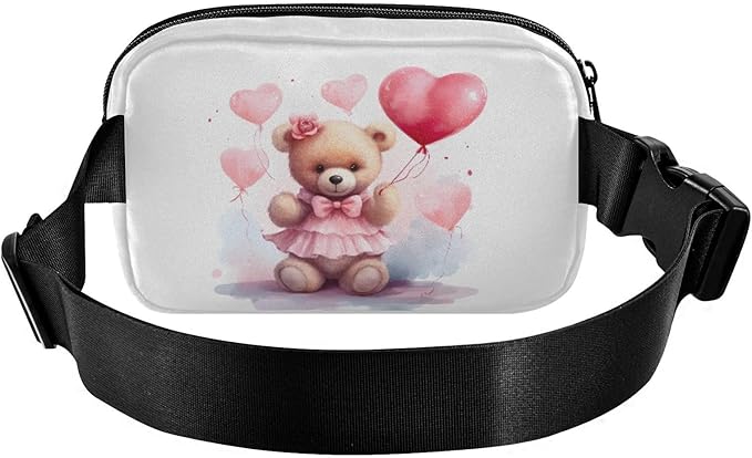 Valentines Teddy Bear Fanny Pack for Women Men Water Resistant Fashion Waist Packs with Adjustable Strap Belt Bag for Travel Workout Jogging Hiking 21217975