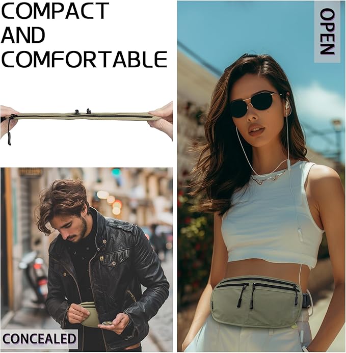 Travel Passport Holder - RFID Blocking Travel Pouch Money Belt Airtag Passport Wallet for Men, Women