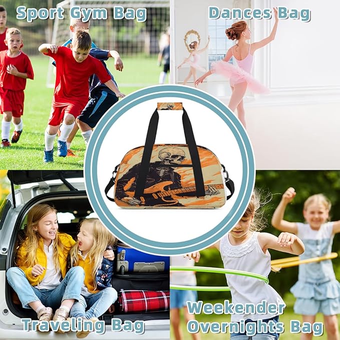 Travel Duffle Bag for travel duffle bag sports Girls Boys Kids Halloween Skull Man Lightweight Overnight Sleepover Weekender Bags Small Dance Gym Sport Bag Teens Carry-On Size Workout Bag