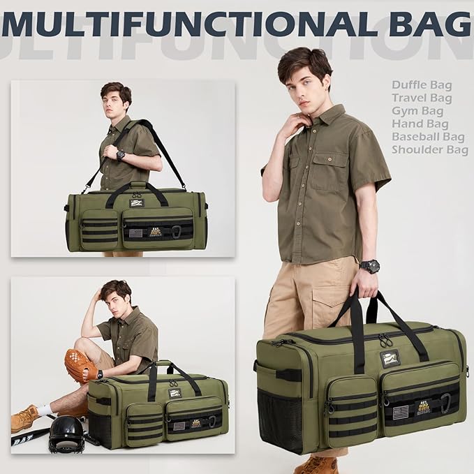 135L Large Duffle Bag, Heavy Duty Duffle Bag for Travel, Extra Large Sports Gym Equipment Bag for Soccer Baseball Basketball Hockey Football, Green