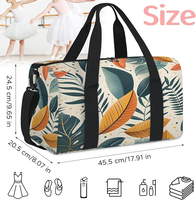 Leaf Travel Duffle Bag for Women Men, Overnight Weekender Bag, Carry on Tote for Sport Gym
