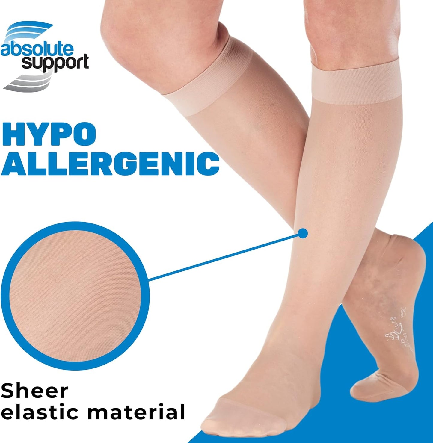 (3 Pairs - Closed Toe) Made in USA - Sheer Compression Socks for Women 15-20mmHg - Compression Stockings for Varicose Veins Circulation, Thrombosis, Embolism - Natural, Small - A101NA1-3