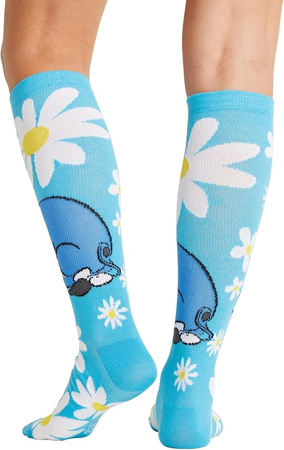 Cherokee Women's 10-15mmHg Compression Socks – Fun Print Knee Highs with Light Support, Soft Feel - PRINTSUPPORT