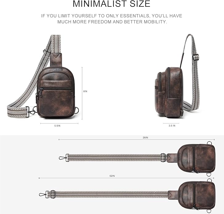 Sling Bag For Women Faux Leather Small Casual Daypack Backpack Fanny Pack Crossbody Chest Bags Purse