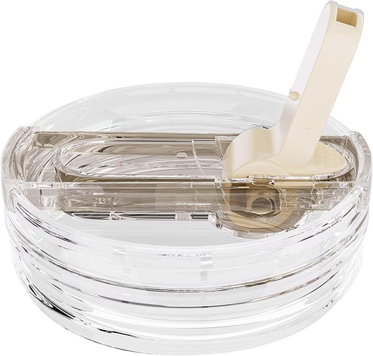 1 Pack Replacement Lid for Stanley 40 oz Quencher H2.0 & ProTour, Flip Straw Tumbler Lid for Stanley Cup, Leakproof, No Spill & Easy to Use Reusable Tumbler Cover(Cream-1P)