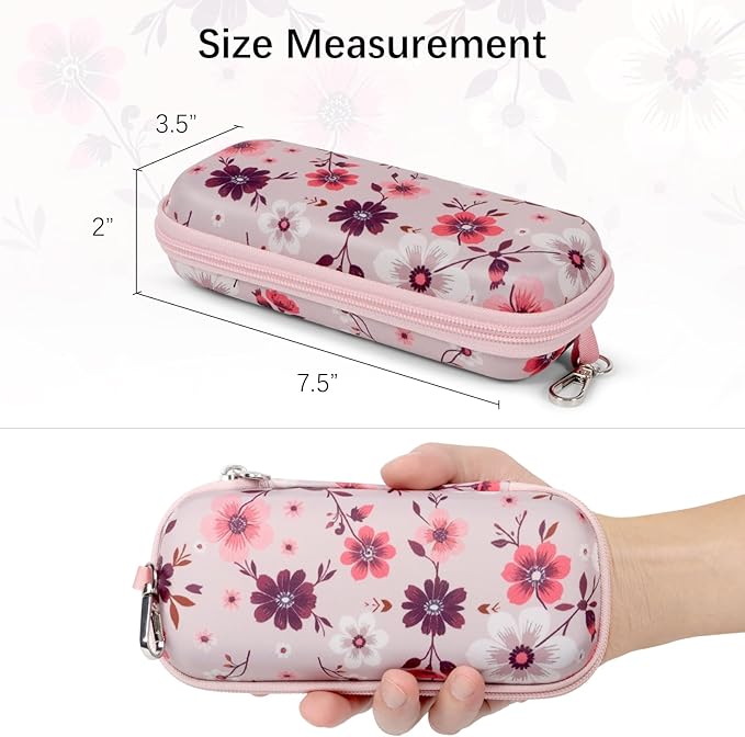 Double Eyeglasses Case Hard Shell Dual Sunglasses Organizer with Zipper Closure Travel Eyewear Storage for Vehicle