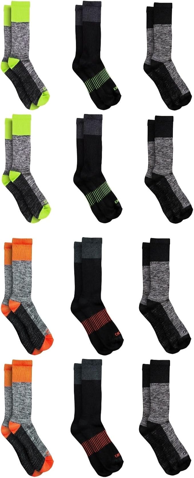 Dickies Men's Dri-Tech Original Moisture Control Crew Socks, Available in M-XXL (6, 12, 18 Pairs)