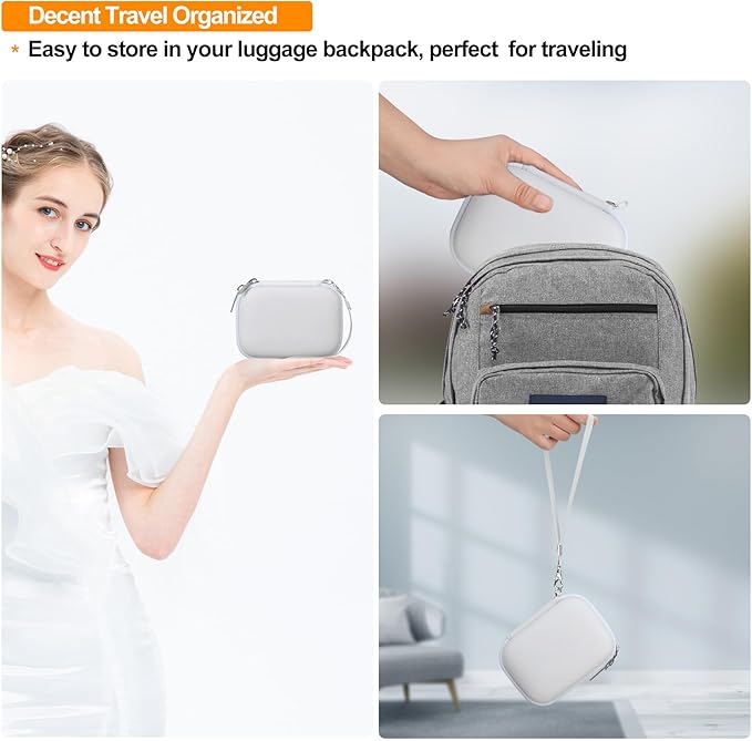 Elonbo Camera Carrying Case for KODAK PIXPRO FZ55 / FZ53 / FZ45 / FZ43 16MP Digital Camera, Vlogging Camera Storage Holder Travel Bag, Mesh Bag Fits Batteries, Cable, Memory Card, White
