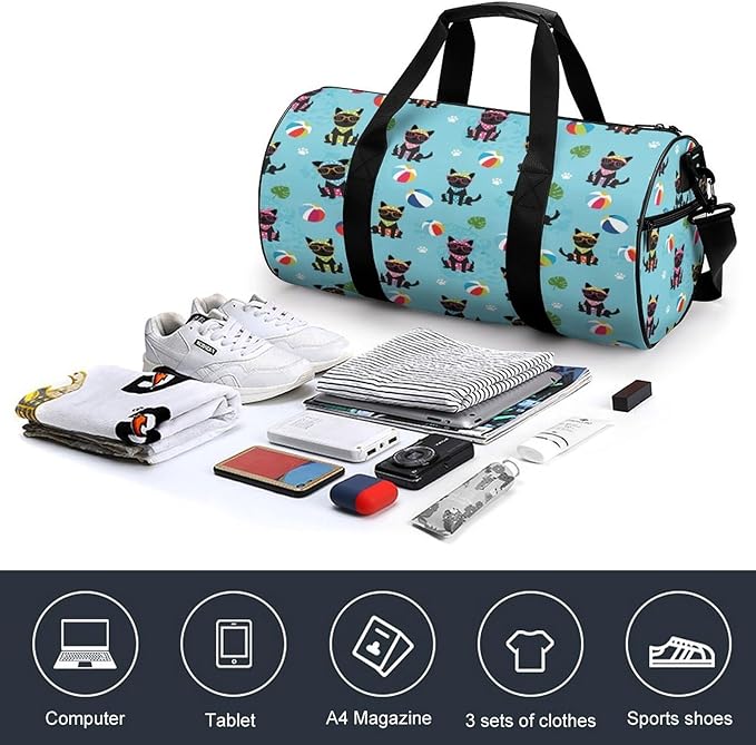 Overnight Weekender Travel Bag Black Dog Pinscher Pool Gym Sports Travel Workout Bag Basketball Football Weekender Bags
