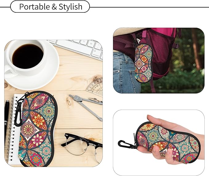 Hion Sunglasses Soft Case Ultra Light Neoprene Zipper Eyeglass Case With Belt Clip