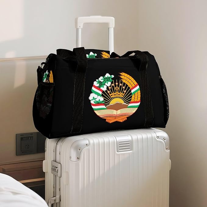 Emblem of Tajikistan Duffle Bag Gym Bag for Workout Travel Tote with Detachable Straps