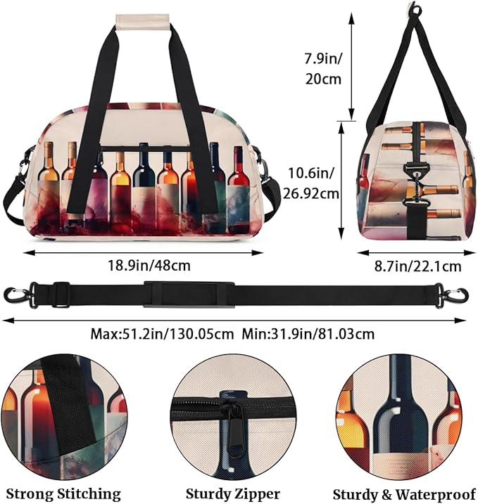 Red Wine Pattern Kids-Duffel-Bags Gymnastics Dance Bag Carry-On Overnight Travel Gym Lightweight Dance Sports Bags For Girls Boys Kids，