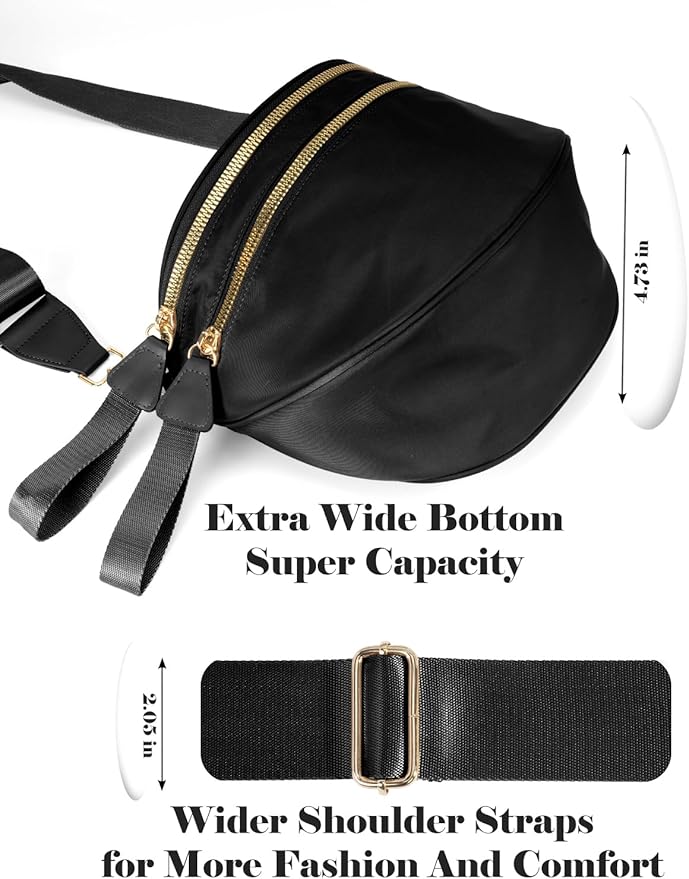 Pure Colour Crossbody Bag Bum Bag for Women,Spacious Purse Fanny Packs Belt Bag,Oversized Bum Bag (Colour Bum Bag-Black)