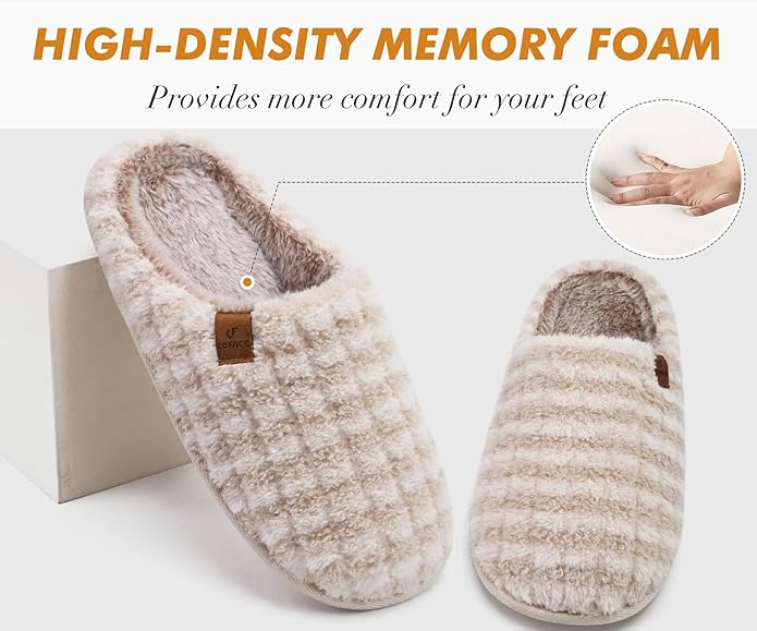 COFACE Mens Cozy Memory Foam Scuff Slippers Casual Slip On Warm House Shoes Indoor/Outdoor Sandal Slippers With Arch Support Rubber Sole Size 7-15