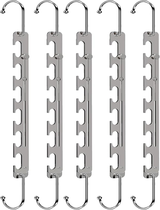 Sindax Space Saving Hangers Telescopic, 6 Holes Clothes Hangers Adjustment to 9 Holes, Upgraded Sturdy Metal Clothes Hangers Space Saving for Heavy Clothes, Closet Organizers and Storage - 12 Pack