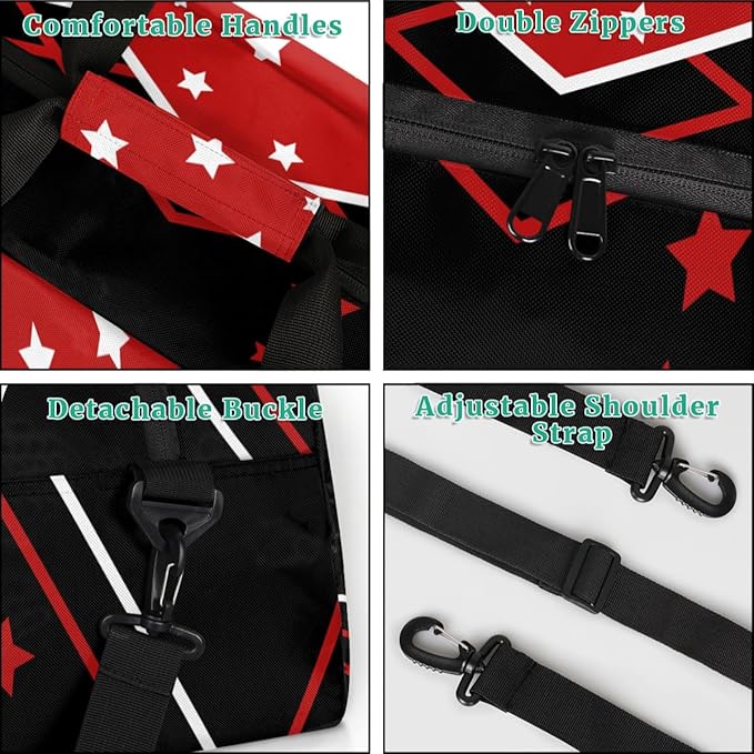Custom Name Red Black Golf Boy Gym Travel Duffle Bag with Front Zipper Pocket Personalizedfor Sports Bag for Overnight, Weekender, Carry On,Workout & Dance, 18.9 * 8.7 * 10.6 in