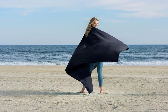 MV Sport Lightweight Sweatshirt Blanket Throw – Warm & Cozy, Breathable Oversized Fleece Knit, Couch, Bed, Travel, Cold Nights, and Outdoors – Soft Light Weight Blanket 54" x 84" Navy Heather