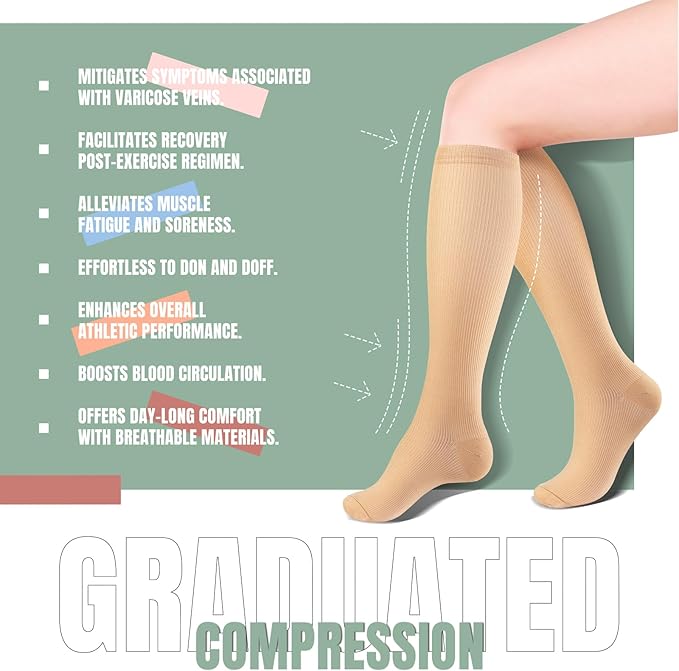 bropite Compression Socks for Women & Men 8 Pairs Circulation-Compression Socks 20-30 mmhg-Best for Running,Nurse,Travel,Yoga