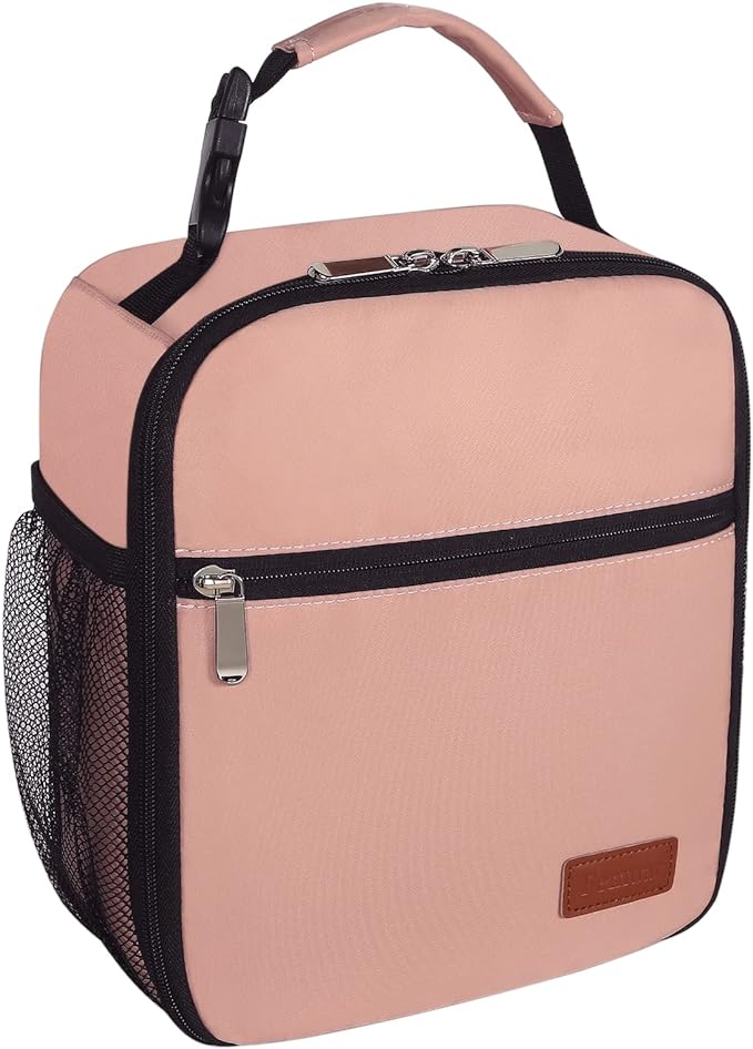 Femuar Lunch Box for Men Women Adults Small Lunch Bag for Office Work Picnic - Reusable Portable Lunchbox, Light Pink