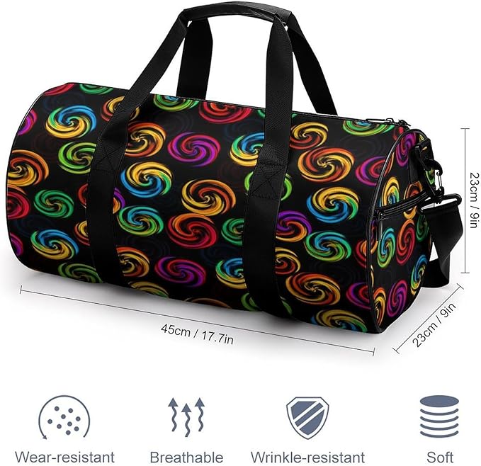 Workout Lightweight Duffel Bags Tie Dye Colorful Rose Black Durable Travel Gym Sports Bag Carry On Weekender Overnight Bag