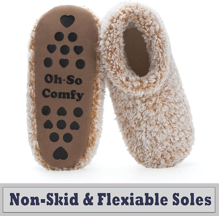 Cozylook Fuzzy Slippers for Women Indoor, Warm Bedroom Slip On Shoes, Winter Fluffy House Socks with Grippers, Cozy Christmas Gifts Unique