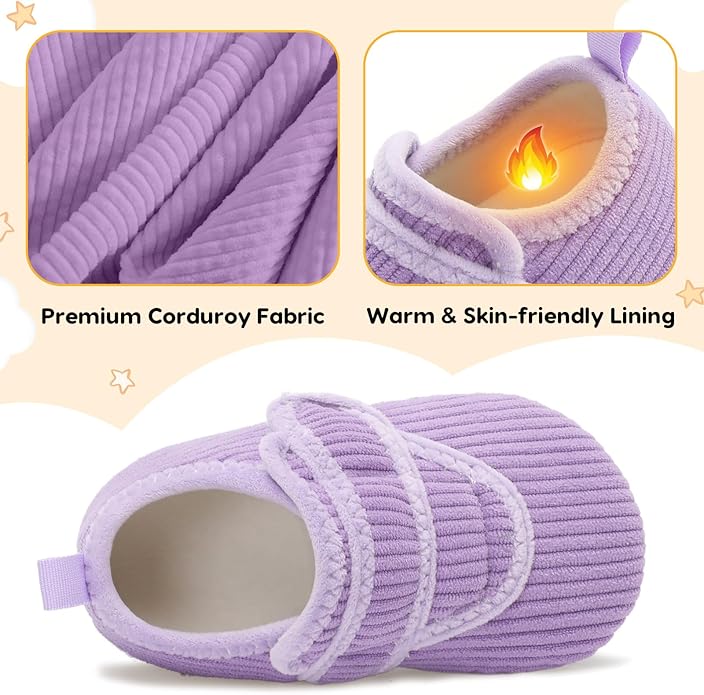 LeIsfIt Toddler Slippers Boys Girls House Shoes Soft Warm Kids House Slippers Slip on Cozy Bedroom Sock Shoes Non-slip Indoor Outdoor Slipper Shoe