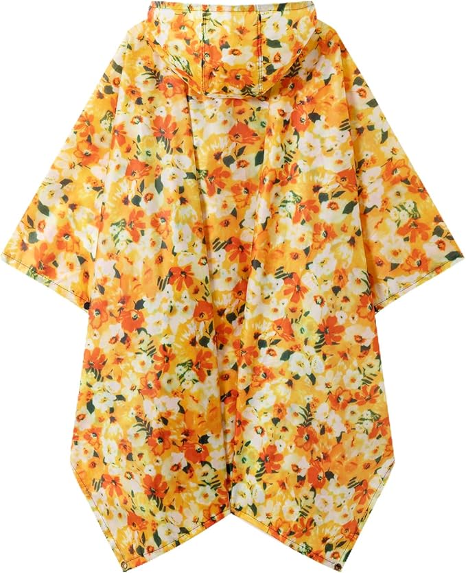 Hooded Rain Poncho for Adults - Waterproof Rain Coat and Lightweight Jacket 3-in-1 Multi-Function with Pockets