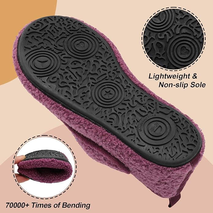 BARERUN Slippers for Women Men Wide House Diabetic Shoes for Women Men Warm Arthritis Edema Swollen Neuropathy Socks Slip on Adjustable Fuzzy Comfy Soft Womens Mens Bedroom Sliipers