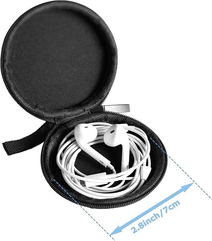 Ginsco Mini-Portable Hard Shell Earbuds Case for Apple EarPods Headphones USB-C Wired Ear Buds/Samsung Galaxy Wired Earbuds, Travel Case for Earphones Earplugs (1, Black-Lichee)