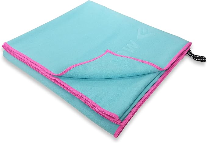 Flow Hydro Sport Towel - Microfiber Quick Dry Swimming Towels for Swim, Pool, Triathlon, and Other Water Sports in Medium, Extra Large, and Hooded Sizes (Aqua, X-Large (72" x 40"))