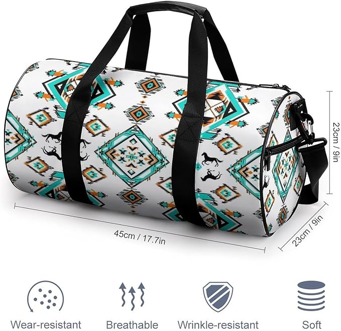 Weekender Carry on Beach Yoga Overnight Luggage Bag Southwestern Aztec Horse Gym Sports Duffle Bag Dance Gymnastics Bags
