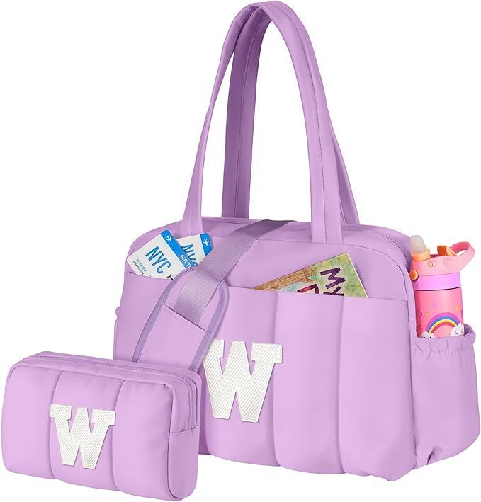 Initial Duffle Bag, Carry On Bags for Women，Overnight Bag with Wet Pocket，Trendy Gifts for Women-Lightweight Travel Bags Personalized Gym Tote with Makeup Pouch