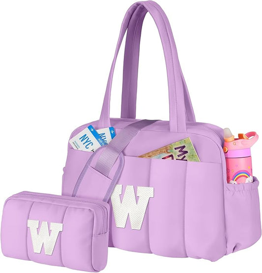 Initial Duffle Bag, Carry On Bags for Women，Overnight Bag with Wet Pocket，Trendy Gifts for Women-Lightweight Travel Bags Personalized Gym Tote with Makeup Pouch