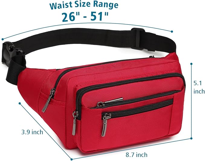 Packism Fanny Packs for Women Men - 6 Pockets Large Crossbody Waist Bag with Adjustable Strap Belt Bag for Travel Running Hiking