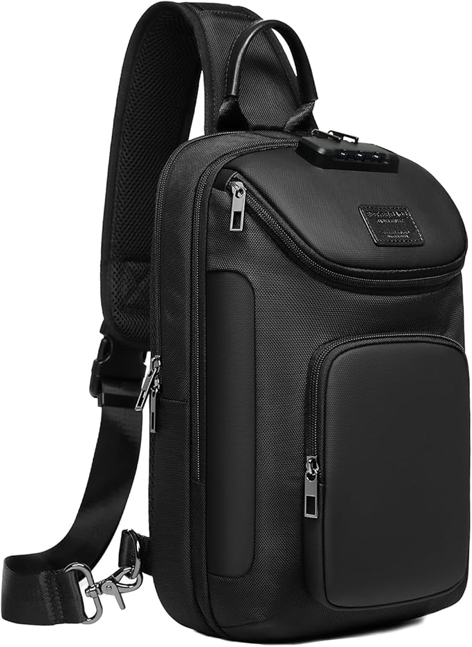 Sling Bag for Men, Anti Theft Sling Backpack, Mens Crossbody Bag, Shoulder Chest Bag for Travel, Casual (Black)
