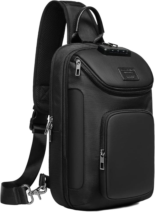 Sling Bag for Men, Anti Theft Sling Backpack, Mens Crossbody Bag, Shoulder Chest Bag for Travel, Casual (Black)