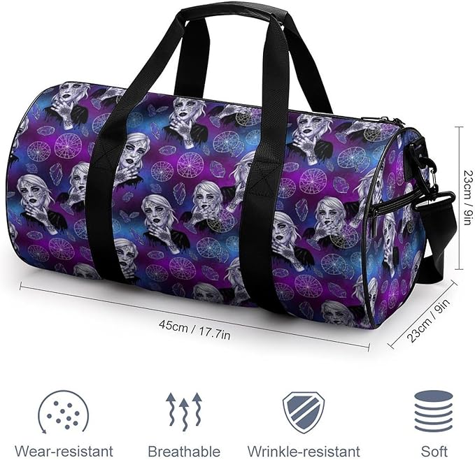 Beach Swim Bags Goth Gothic Women Art Men Women Duffle Bag Foldable Gym Bag Lightweight Travel Sports Bags for Men and Women