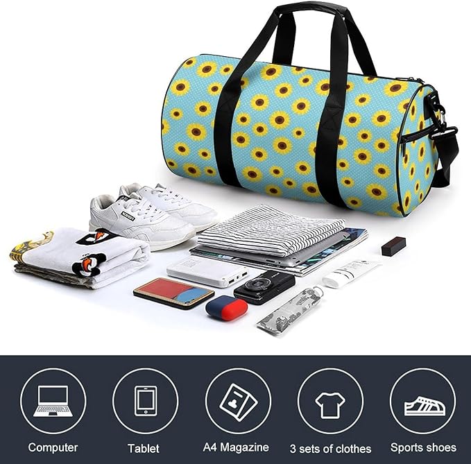 Gym Sports Travel Workout Bag Sunflower Blue Dance Yoga Gymnastics Bag Basketball Football Weekender Bags for Men Women