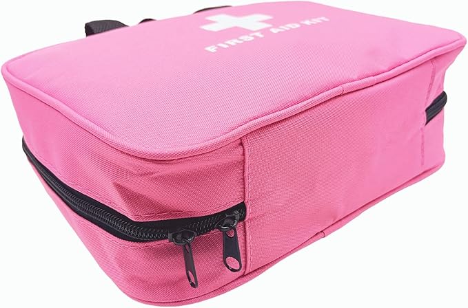 First Aid Bag Empty Emergency Medical Pouch First Responder Storage Compact Survival Medicine Bags for Sport Outdoors Car Office Pet Dog Cat (Pink BB)
