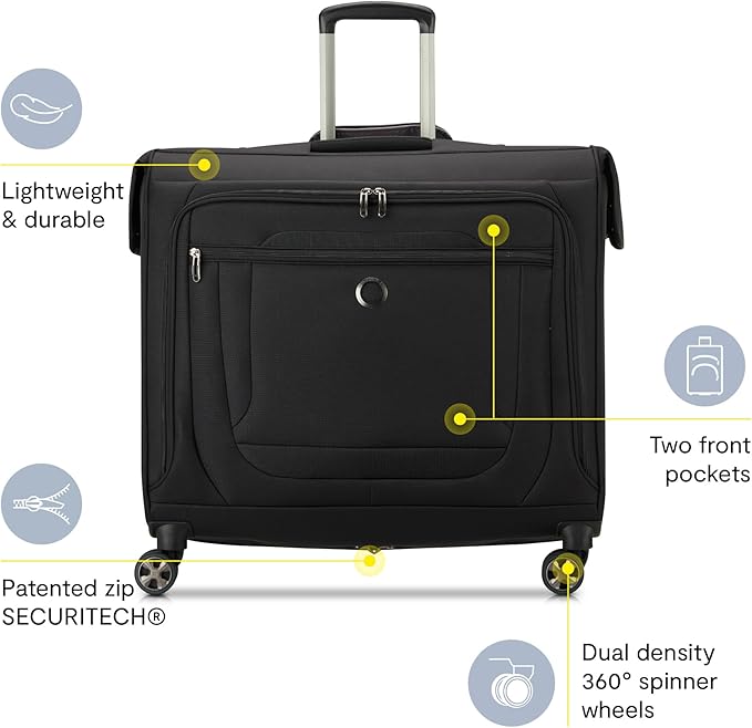 DELSEY PARIS Helium DLX Rolling Garment Bag with Spinner Wheels, Navy Blue